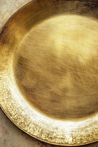 Photo reflection of light on a polished gold plate with textured surface