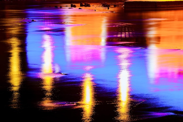 Reflection of light in the river colorful water reflection