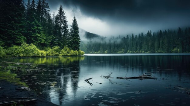 Reflection rain lake