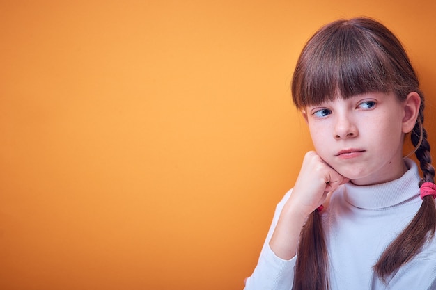 Reflections, Caucasian teen girl thinking on colored