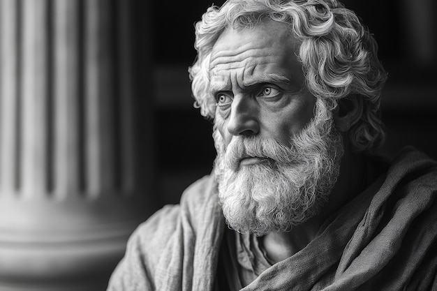 Photo reflections of a stoic philosopher in timeless black and white imagery