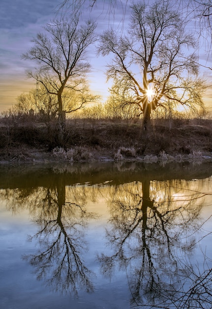 Reflections at the sunset