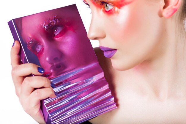 Photo reflective beauty with bold makeup