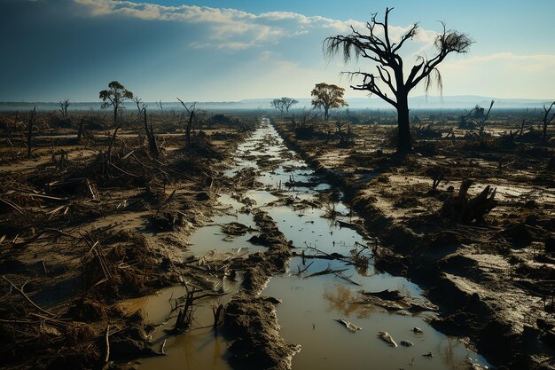 Photo reflective despair flood waters tell a tale of touring woe