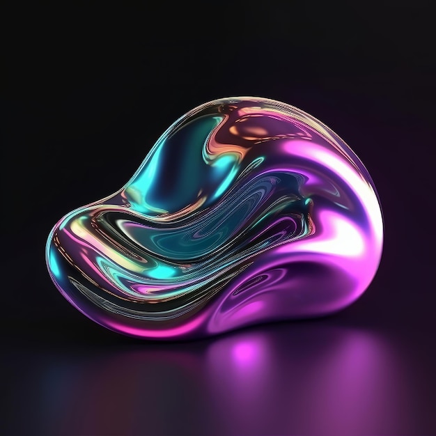 A reflective metallic object against a black background Generative ai