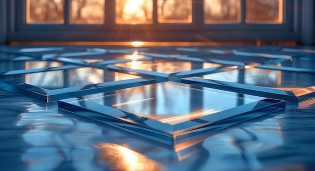 Photo reflective sunlit floor art