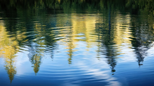 Photo reflective water with tree silhouettes