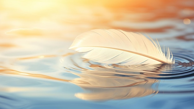 Reflective waters cradle swan feathers in graceful suspension composing a serene and poetic snapshot