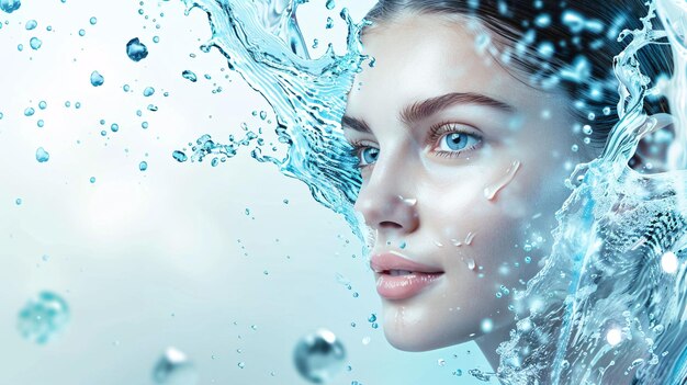 Photo refreshing beauty woman with water splash