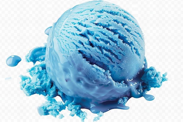 Refreshing Blue Ice Cream Scoop on Transparent Background