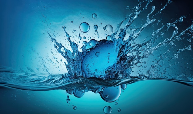 Refreshing Blue Water Splash Background with Space for Text