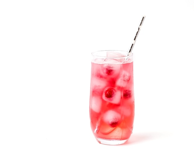 Refreshing cherry drink with ice