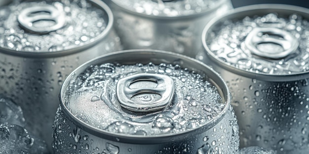 Refreshing chilled aluminum cans in an icefilled cooler at a gathering