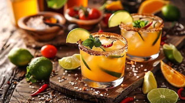 Refreshing citrus cocktail with lime and chili The perfect summer drink