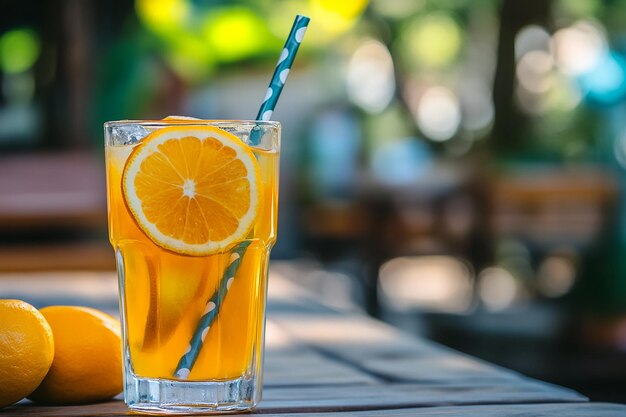 Refreshing citrus cocktail on wooden table summer vibes