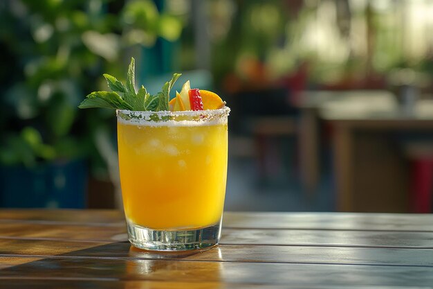 Refreshing citrus cocktail on wooden table summer vibes