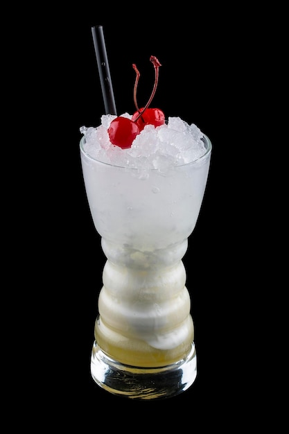 Refreshing cocktail in a glass on a black background