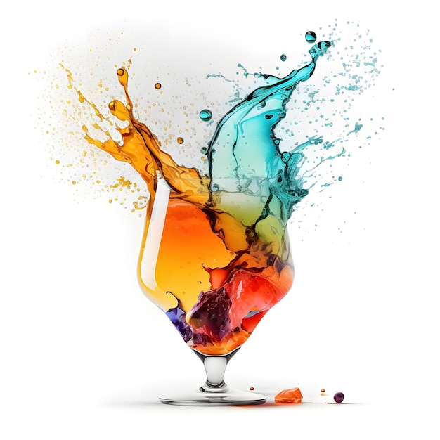 Refreshing Cocktail Splash on White Background