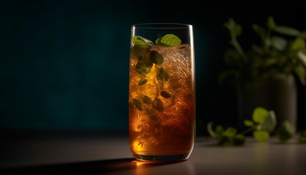 Refreshing cocktail with citrus fruit and ice generated by artificial intelligence