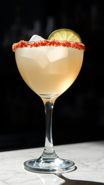 Refreshing Cocktail with Lime and Chili Salt Rim