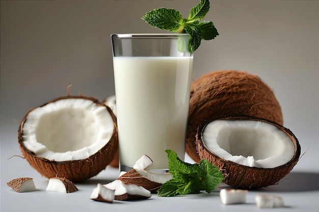 Refreshing Coconut Milk in Glass