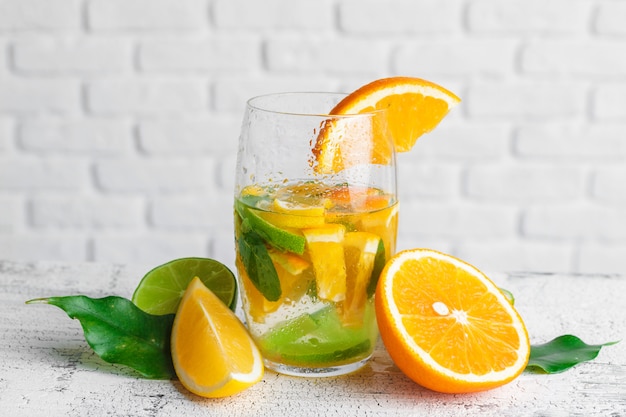 refreshing cold citrus water with mint