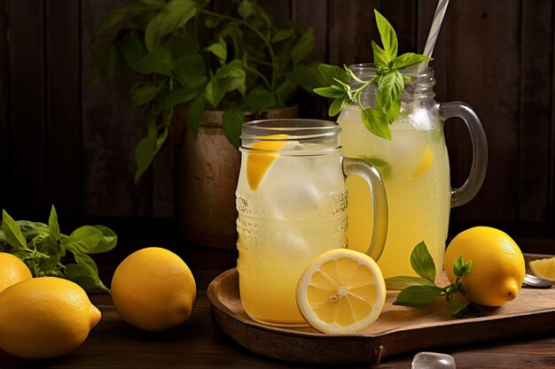 Refreshing cold lemonade juice drinks for summer