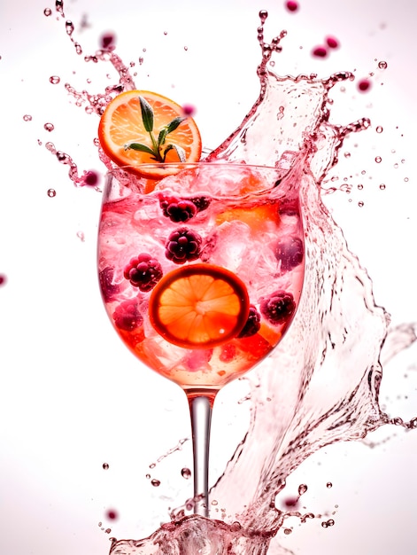 Refreshing colorful cocktails decorated with fruits and berries