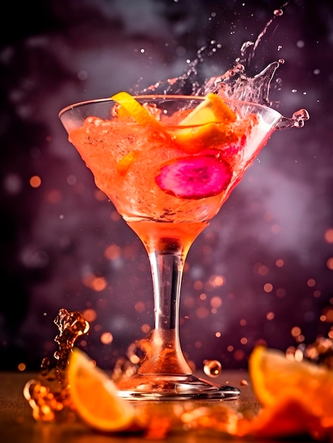 Refreshing colorful cocktails decorated with fruits and berries