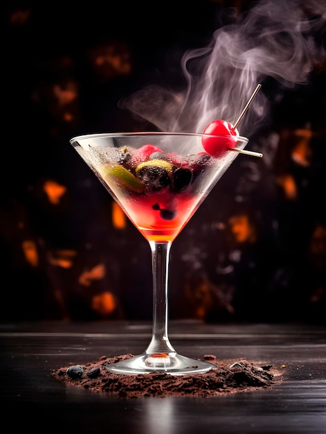 Refreshing colorful cocktails decorated with fruits and berries