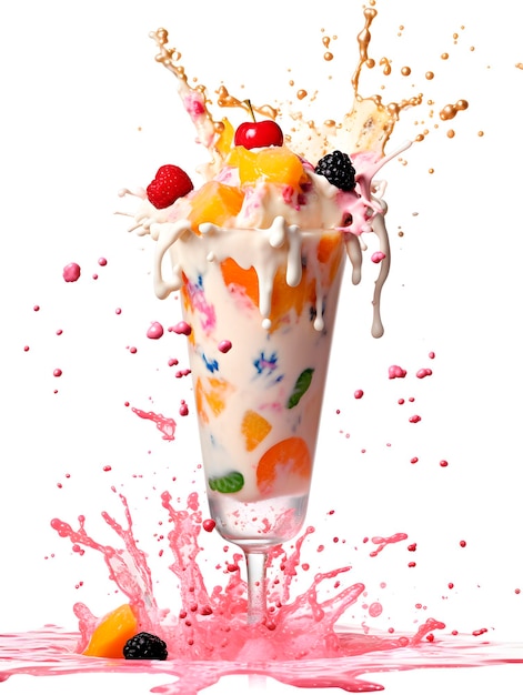 Refreshing colorful milkshakes decorated with fruits and berries