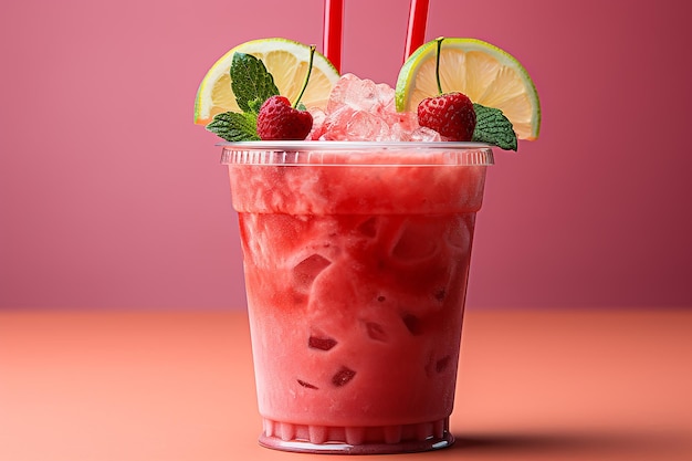 Refreshing Frozen Fruity Treat in a Plastic Cup