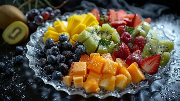 Refreshing Fruit Platter with Assorted Fresh Berries Kiwi and Mango