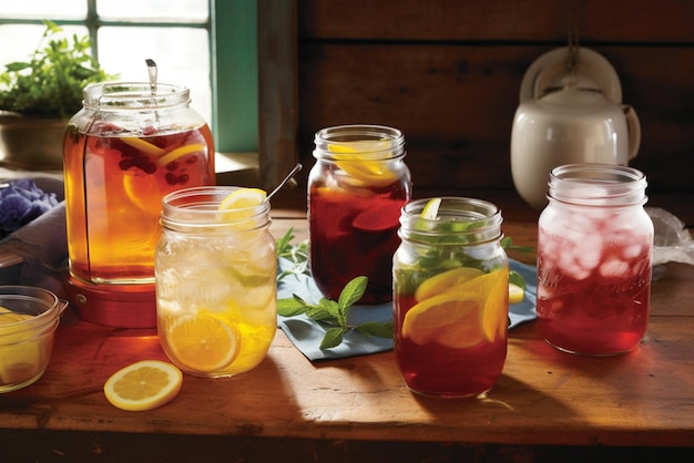 refreshing fruitinfused iced tea with slices of citrus