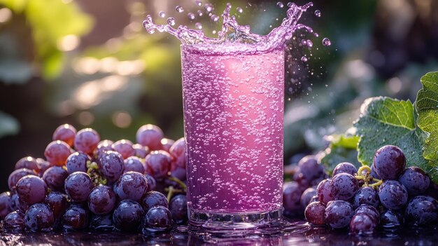 Photo refreshing grape juice splash