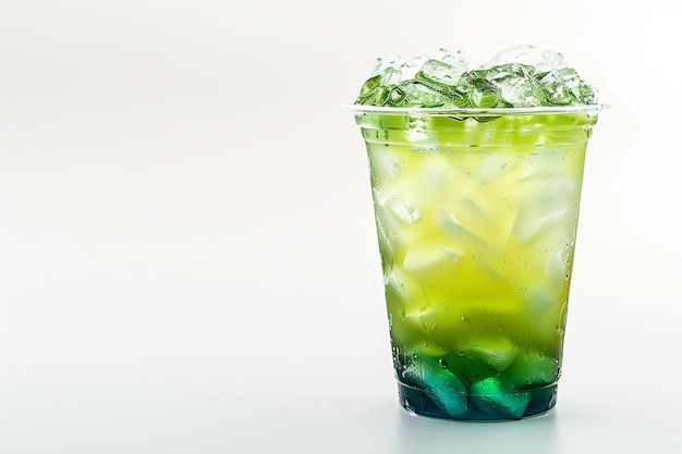 Refreshing Green Gradient Iced Tea in a Clear Plastic Cup