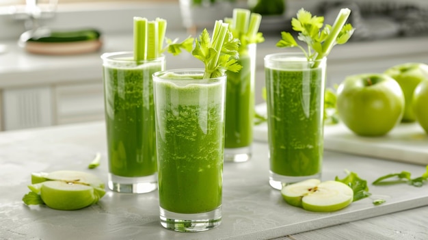 Refreshing Green Juice in Stylish Glasses