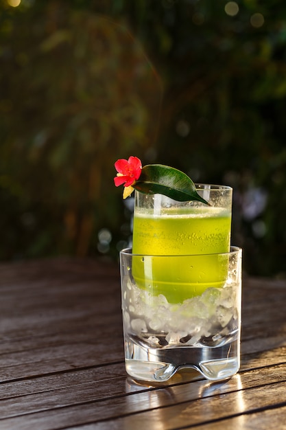 Refreshing green mint cocktail outdoor event.