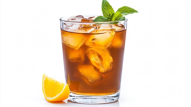 Refreshing Iced Tea on White Background