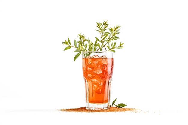 Photo refreshing iced tea with ice cubes and sprig of mint