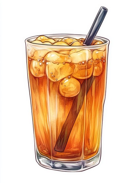 Photo refreshing iced tea with lemon in a glass