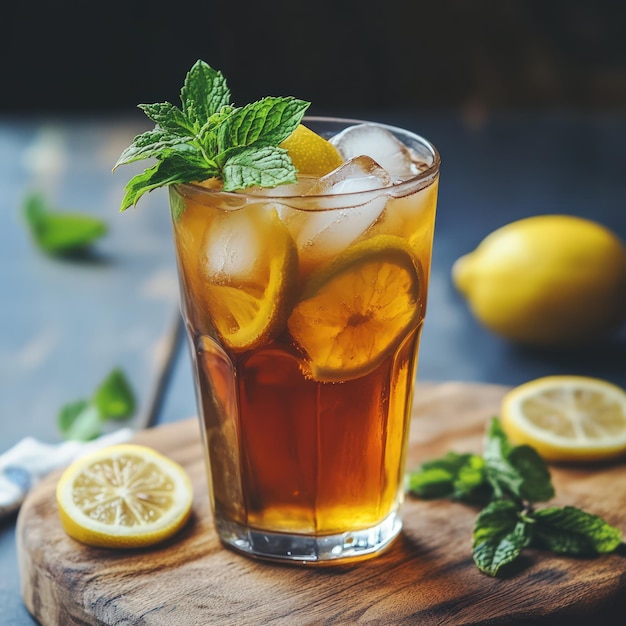 Refreshing Iced Tea with Lemon and Mint