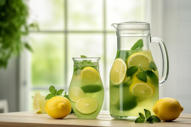 Refreshing lemon drinks and citrus fruits