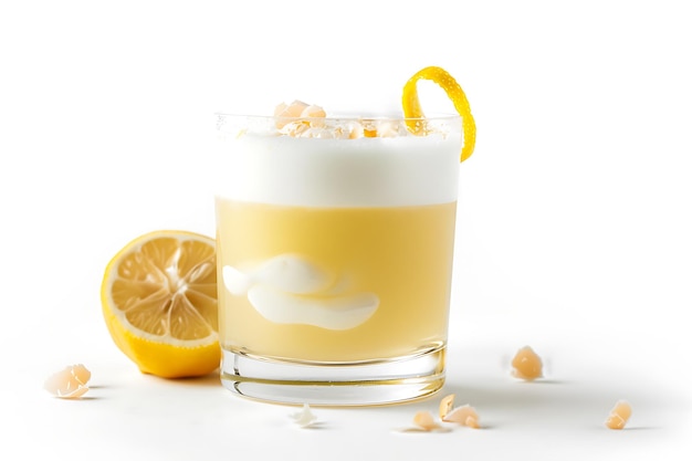 Refreshing Lemon and Egg White Cocktail with Lemon Twist