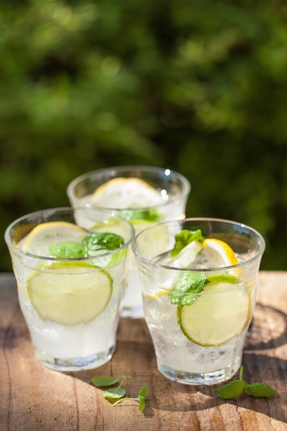 Refreshing lemonade drink with mint and citrus