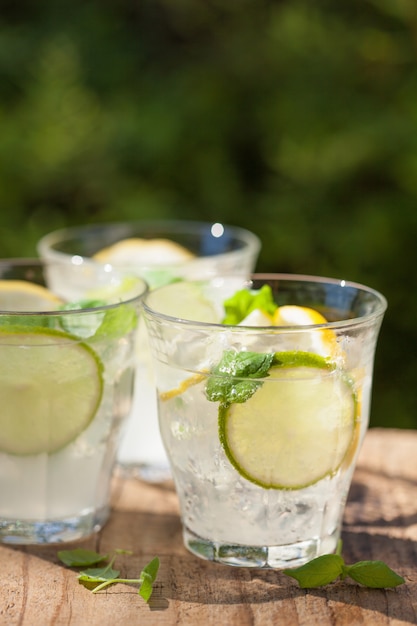 Refreshing lemonade drink with mint and citrus