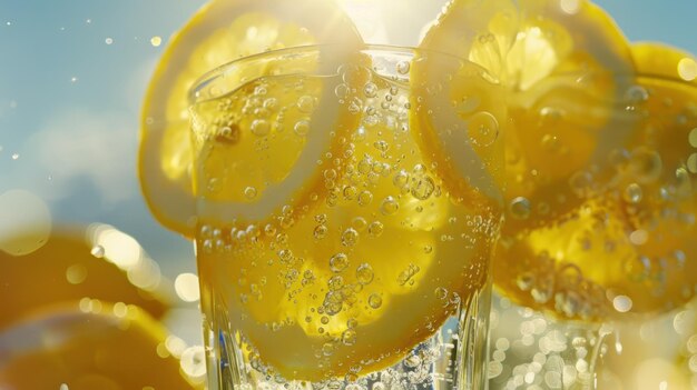 Photo refreshing lemonade with lemon slices