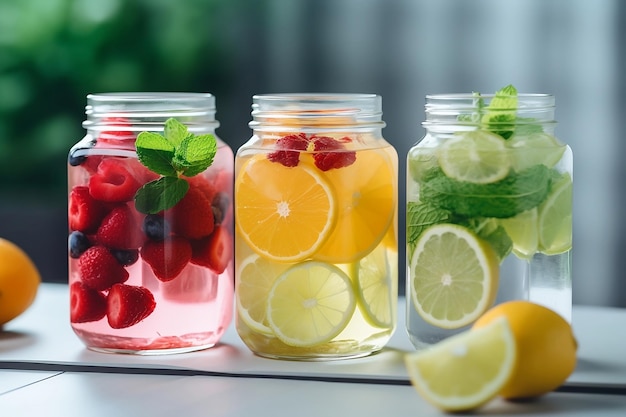 Refreshing lemonades with fruit are in cans mojito orange and berry