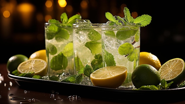 Refreshing Lime Mojito Cocktail with Citrus Fruit