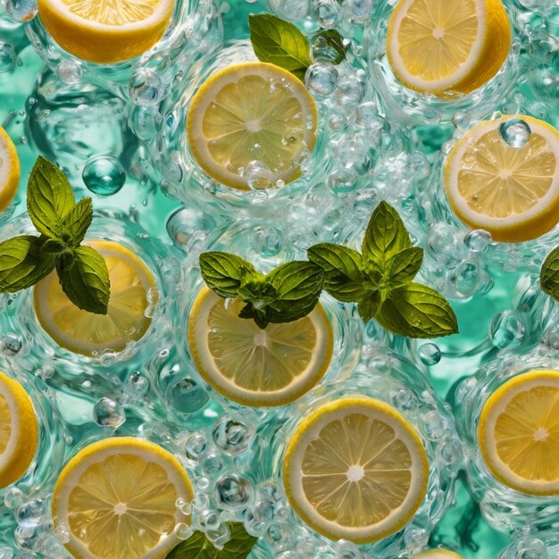 Refreshing Mint Lemon Soda with Visible Bubbles Summer Fizzy Drink